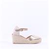 Wonders Ena Covered Espadrille Wedge - Gold Leather